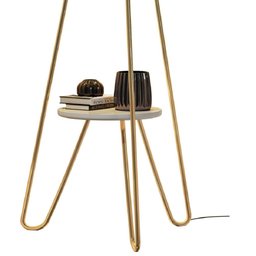 Luminária Abajur de Chão Estilo Industrial Pés Arredondados Dourado com Cúpula Bege Bivolt 110/220 - 3