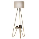 Ver imagem 1 de Luminária Abajur de Chão Estilo Industrial Pés Arredondados Dourado com Cúpula Bege Bivolt 110/220