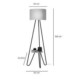 Luminária Abajur de Chão Estilo Industrial Pés Arredondados Dourado com Cúpula Bege Bivolt 110/220 - 4