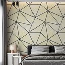 Ver imagem 1 de Papel de Parede Adesivo Zara Ouro Branco com Preto - 2,5m