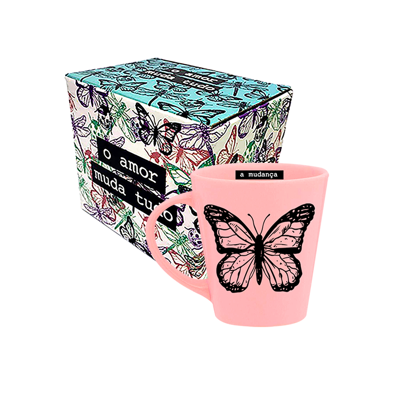 CANECA DROP ROSA - BORBOLETA - 1