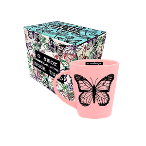 CANECA DROP ROSA - BORBOLETA