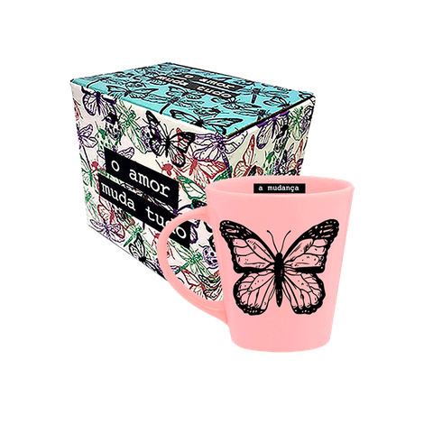 CANECA DROP ROSA - BORBOLETA