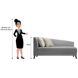 Recamier Heitor 140cm com Almofada Lado Direito Suede - Doce Sonho Móveis - Cinza/Bege - 3