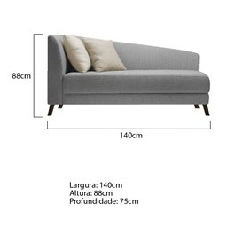 Recamier Heitor 140cm com Almofada Lado Direito Suede - Doce Sonho Móveis - Cinza/Bege - 2