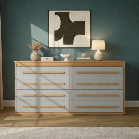 Cômoda 8 Gavetas Califórnia com Moldura Frisada