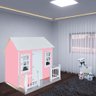 Casinha de Brinquedo com Cercado e Cortinas Rosa/Branco - Criança Feliz - 4