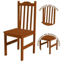 Cadeira De Madeira Maciça 2 Unidades Nogueira Érica Flamingo Móveis - 3