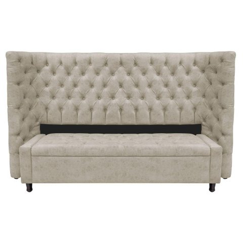 Kit Cabeceira e Calçadeira Baú King Everest P02 195cm para Cama Box Suede - Doce Sonho Móveis
