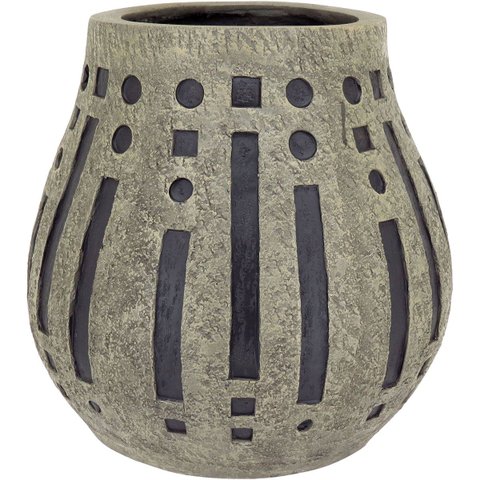 Vaso Decorativo Enfeite Casa Resina 34x30x30cm Cinza