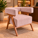 Ver imagem 1 de Poltrona Decorativa Mirela Suede Design Moderno Pés Madeira:Rose