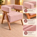 Ver imagem 2 de Poltrona Decorativa Mirela Suede Design Moderno Pés Madeira:Rose