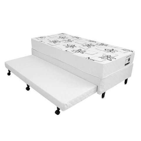 Colchão Mega Light Branco + Bicama Box Mega com Auxiliar em Espuma - com Box | 096x203 - Solteiro Am