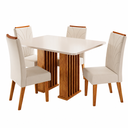 Ver imagem 1 de Conjunto Sala de Jantar 4 Lugares Retangular Tampo de MDF Jersey Cobre/Blonde/Bege - Casa Giulia