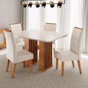 Ver imagem 4 de Conjunto Sala de Jantar 4 Lugares Retangular Tampo de MDF Jersey Cobre/Blonde/Bege - Casa Giulia