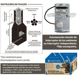 Exaustor Ventilador para Churrasqueira de Carvão 60w 127v Ventisol - 4