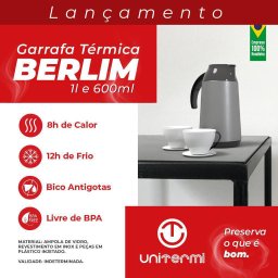 Garrafa Térmica Bule Berlim 1l Inox Café Leite Chá Unitermi - 5