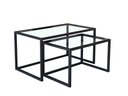 Ver imagem 2 de Conjunto Mesa de Centro Industrial 85cm e 80cm Aço Preto Duo Vidro Don Castro Decor Industrial Premi