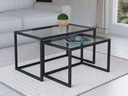 Ver imagem 1 de Conjunto Mesa de Centro Industrial 85cm e 80cm Aço Preto Duo Vidro Don Castro Decor Industrial Premi