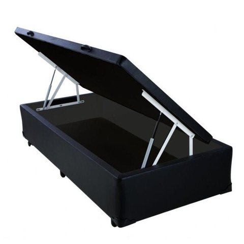 Cama Box Solteiro com Baú Sonnoforte Corino Preto com Pistão - 078x188