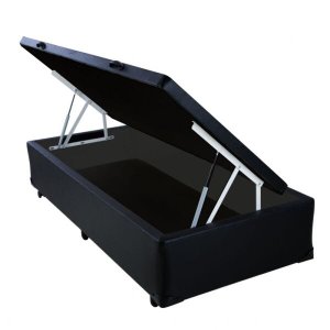 Cama Box Solteiro com Baú Sonnoforte Corino Preto com Pistão - 078x188