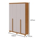 Ver imagem 7 de Guarda-roupas 4 Portas 2 Gavetas 100% Mdf Alonzo sem Espelho e com Pés - Lopas Amendoa Clean-branco