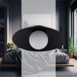 Plafon Cuia Sobrepor Preto Opalino 49,5cm P/ LED E27 Bella ST2846 - 3