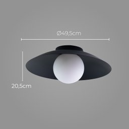 Plafon Cuia Sobrepor Preto Opalino 49,5cm P/ LED E27 Bella ST2846 - 2