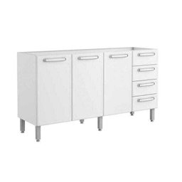 Balcão Gabinete de Pia sem Tampo Evidence Aço 3 Portas 4 Gavetas Bertolini 160 cm - 1 Balcão Gabinete de Pia sem Tampo Evidence Aço 3 Portas 4 Gavetas Bertolini 160 cm - 1