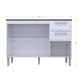 Balcão de Cozinha Sharmila com Tampo 3 Portas 2 Gavetas 120 cm Poquema A596.33 - 3