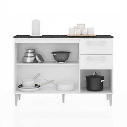 Balcão de Cozinha Sharmila com Tampo 3 Portas 2 Gavetas 120 cm Poquema A596.33 - 2