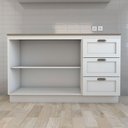Ver imagem 6 de Balcão de Cozinha com Tampo Essenza 2 Portas 3 Gavetas 100% Mdf Branco Fosco - Panorama Móveis