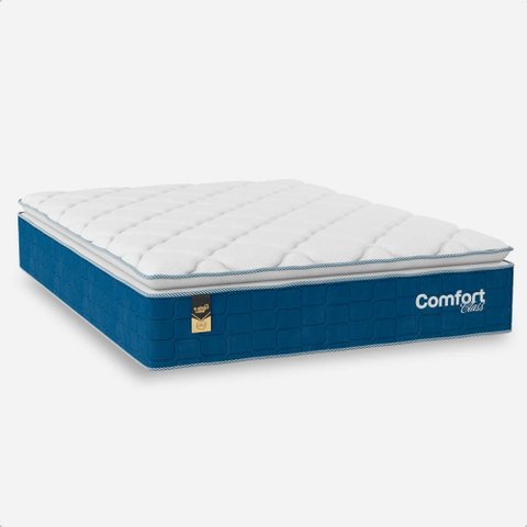 Colchão Casal Comfort Class Pillow Top 28x138x188cm - Azul - e-Shop Casa