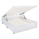 Ver imagem 1 de Cama Box Casal com Baú Mega Colchões Branco com Pistão - 138x188 Bipartido