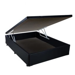Cama Box Casal com Baú Sonnoforte Corino Preto com Pistão - 128x188 - 1