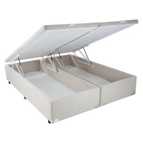 Cama Box King Size com Baú Mega Colchões Suede Bege com Pistão - 178x198