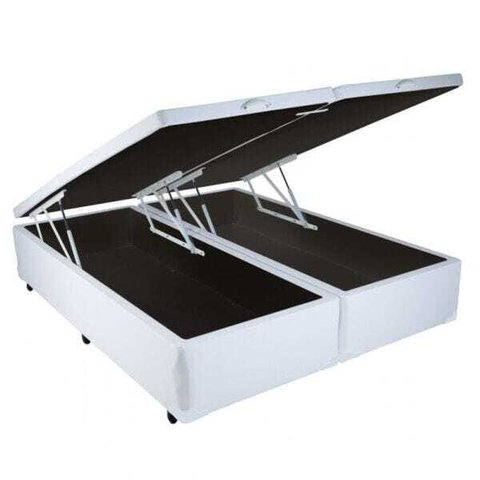 Cama Box King Size com Baú Sonnoforte Corino Branco com Pistão - 178x198