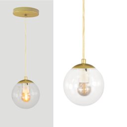 Pendente Globo Esfera de Vidro Cristal 14cm - Ouro - 3