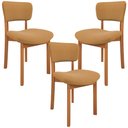 Ver imagem 1 de Kit 03 Cadeiras para Sala de Jantar Cozinha Living Estofada Dara L02 Bouclê Mostarda - Lyam Decor