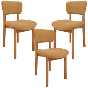 Kit 03 Cadeiras para Sala de Jantar Cozinha Living Estofada Dara L02 Bouclê Mostarda - Lyam Decor