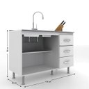 Ver imagem 4 de Balcão de Cozinha sem Pia e Tampo 2 Portas 3 Gavetas Carolina