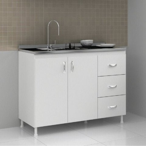 Balcão de Cozinha sem Pia e Tampo 2 Portas 3 Gavetas Carolina