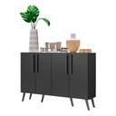 Ver imagem 7 de Aparador Buffet 4 Portas Retrô Viena Multimóveis V3606 Preto