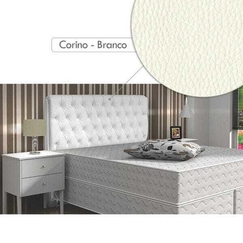Cabeceira Casal Ub Móveis Modena Capitonê - Corino Branco Cód. 0007 - 140