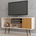 Ver imagem 1 de Rack Safira Off White com Cinamomo Ripado - Móveis Bechara