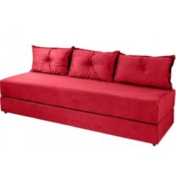 Sofanete Sofá de 3 lugares Sofá Cama de Casal Bicama em Suede Vermelho - 1