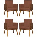 Ver imagem 1 de Kit 4 Poltronas para Sala Modernas Lis Corino e Suede Cores Pé 30cm