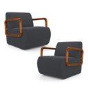 Ver imagem 1 de Kit 02 Poltronas Decorativas Orgânica Living Kavya Veludo Cinza - Desk Design
