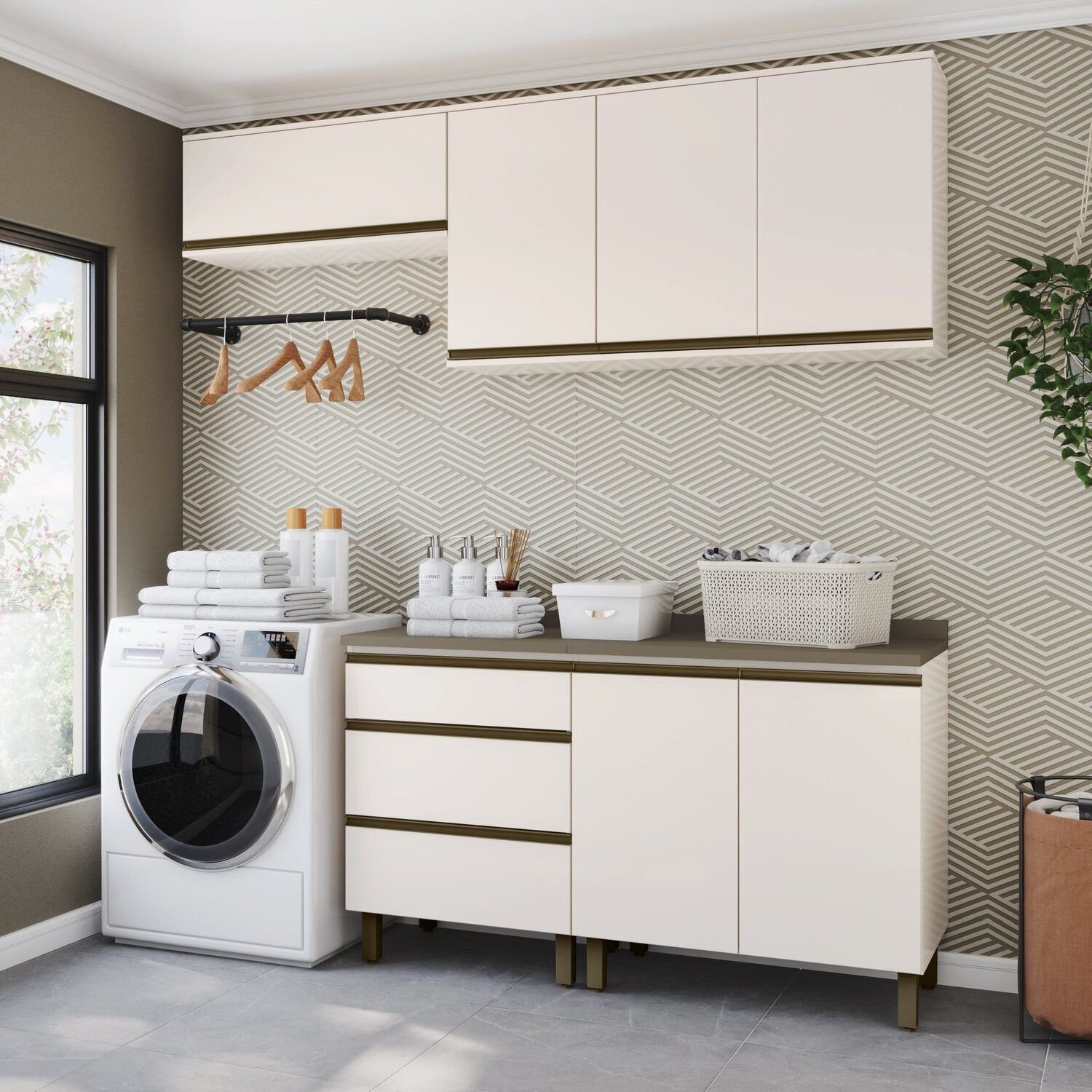 Lavanderia Modulada 4 Peças com Tampo Aurora Espresso Móveis ...