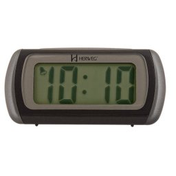 Relógio Despertador Digital de Mesa Luz Led Herweg 2916-034 Pequeno Preto Alarme Alto e Forte - 2
